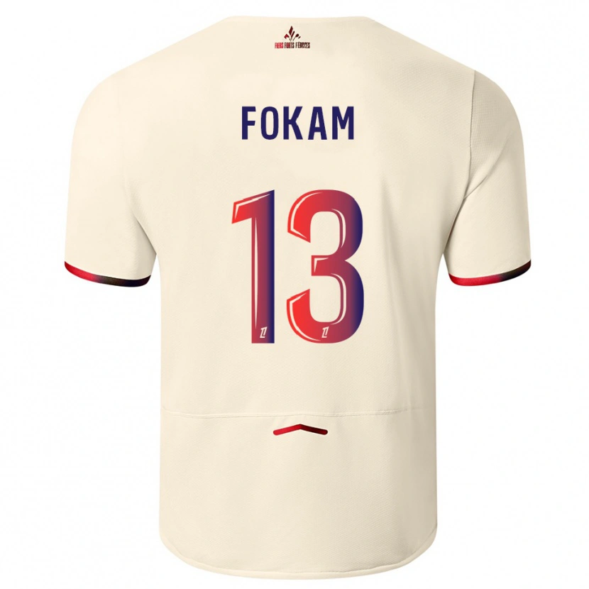 Danxen Criança Camisola Ulrich Fokam #13 Branco Sujo Vermelho Alternativa 2025/26 Camisa