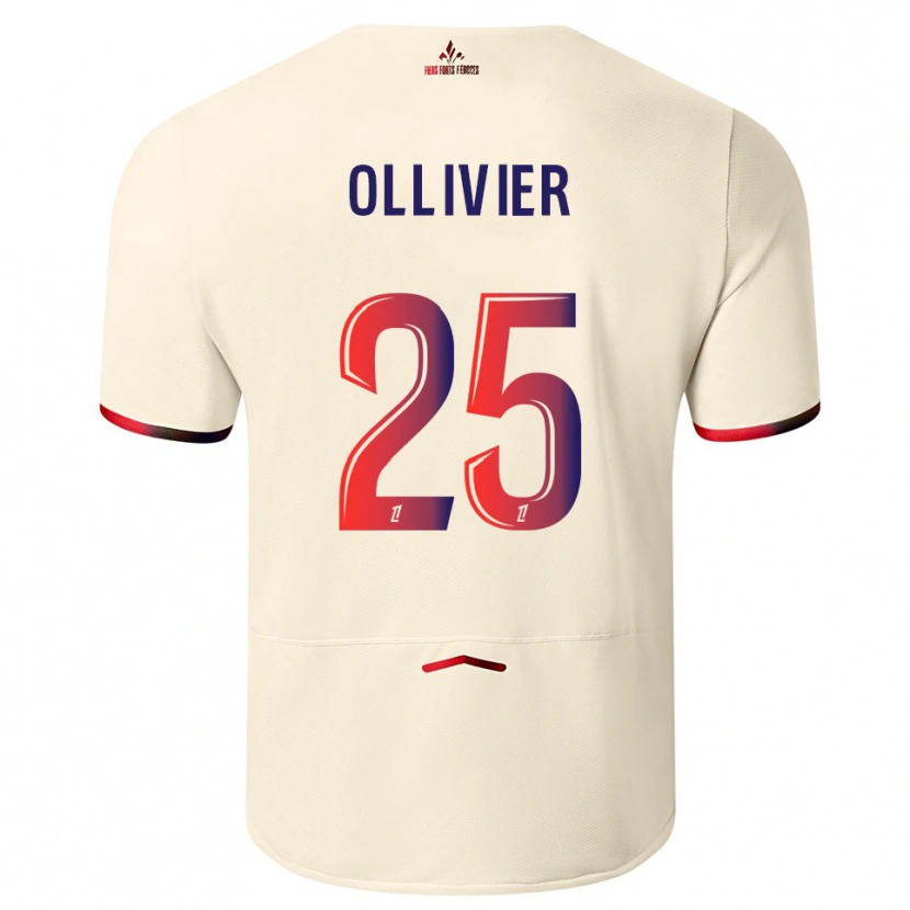 Danxen Criança Camisola Agathe Ollivier #25 Branco Sujo Vermelho Alternativa 2025/26 Camisa