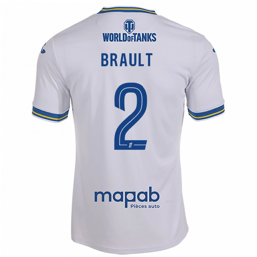 Danxen Criança Camisola Matis Brault #2 Branco Azul Celeste Alternativa 2025/26 Camisa