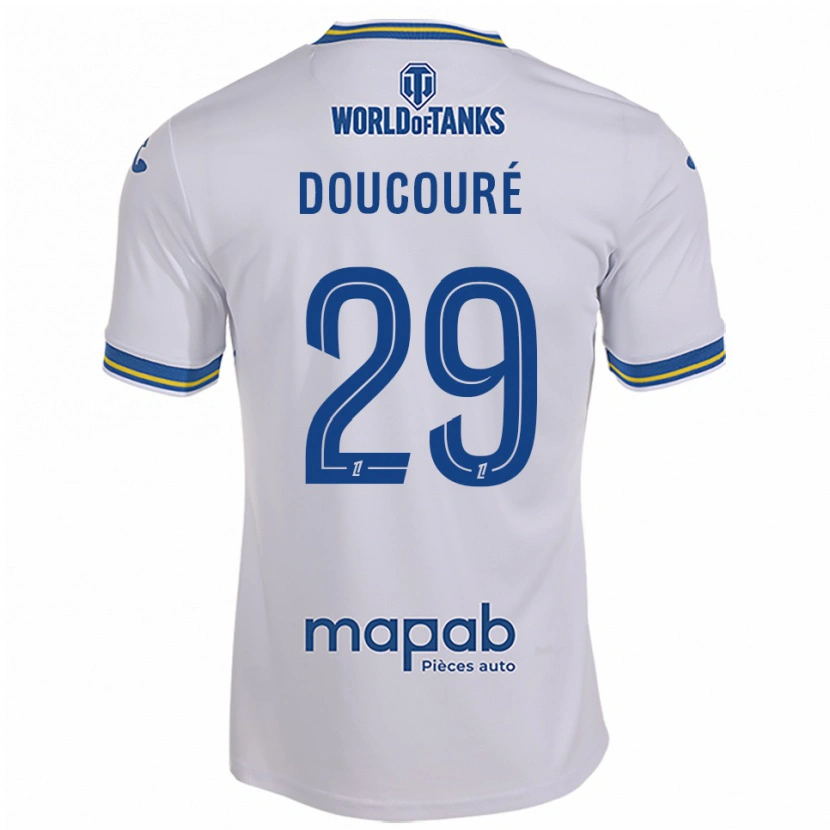 Danxen Criança Camisola Siriné Doucouré #29 Branco Azul Celeste Alternativa 2025/26 Camisa