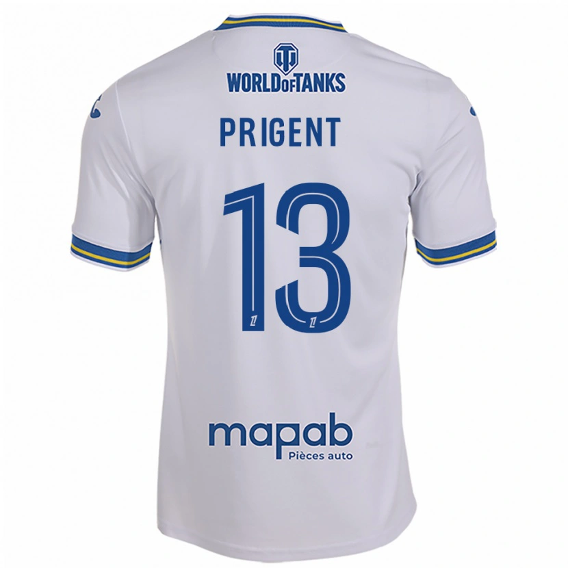 Danxen Criança Camisola Matéo Prigent #13 Branco Azul Celeste Alternativa 2025/26 Camisa