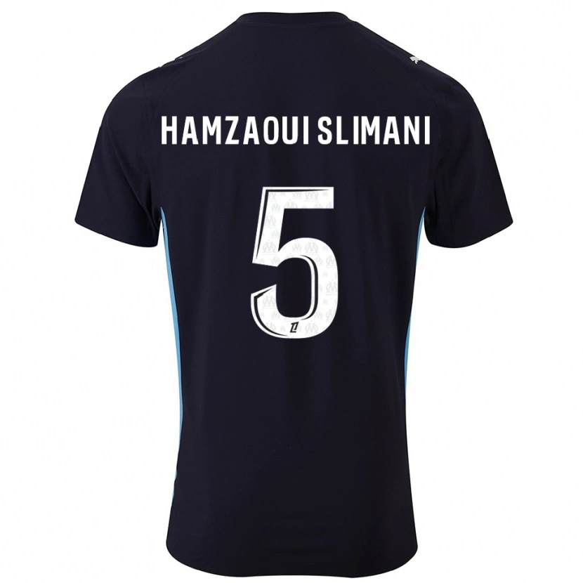 Danxen Criança Camisola Hilan Hamzaoui Slimani #5 Preto Azul Celeste Alternativa 2025/26 Camisa
