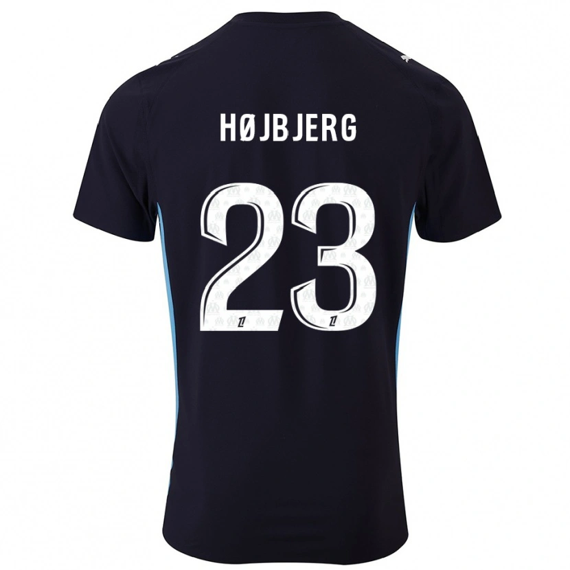 Danxen Criança Camisola Pierre-Emile Højbjerg #23 Preto Azul Celeste Alternativa 2025/26 Camisa