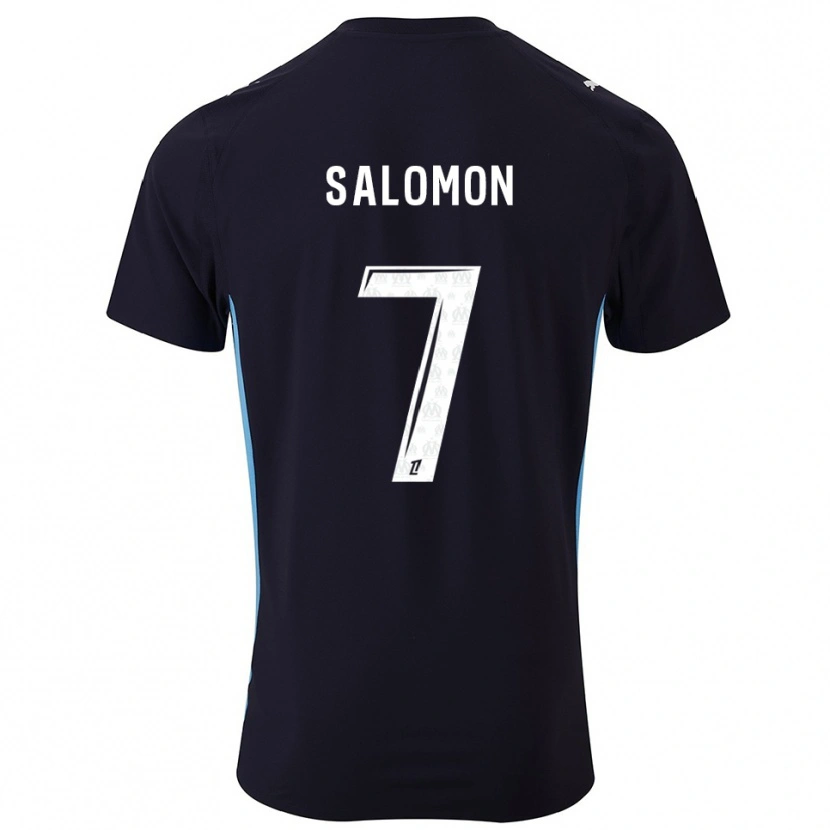 Danxen Criança Camisola Maëva Salomon #7 Preto Azul Celeste Alternativa 2025/26 Camisa