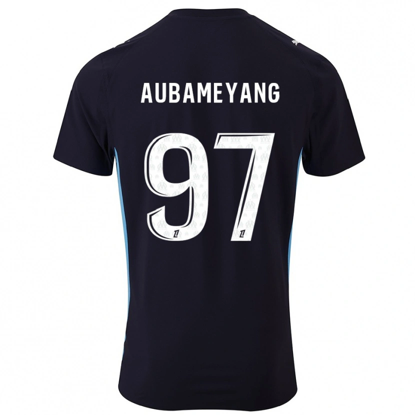 Danxen Criança Camisola Pierre-Emerick Aubameyang #97 Preto Azul Celeste Alternativa 2025/26 Camisa