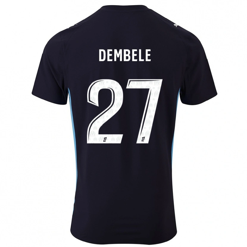 Danxen Criança Camisola Coumba Dembélé #27 Preto Azul Celeste Alternativa 2025/26 Camisa