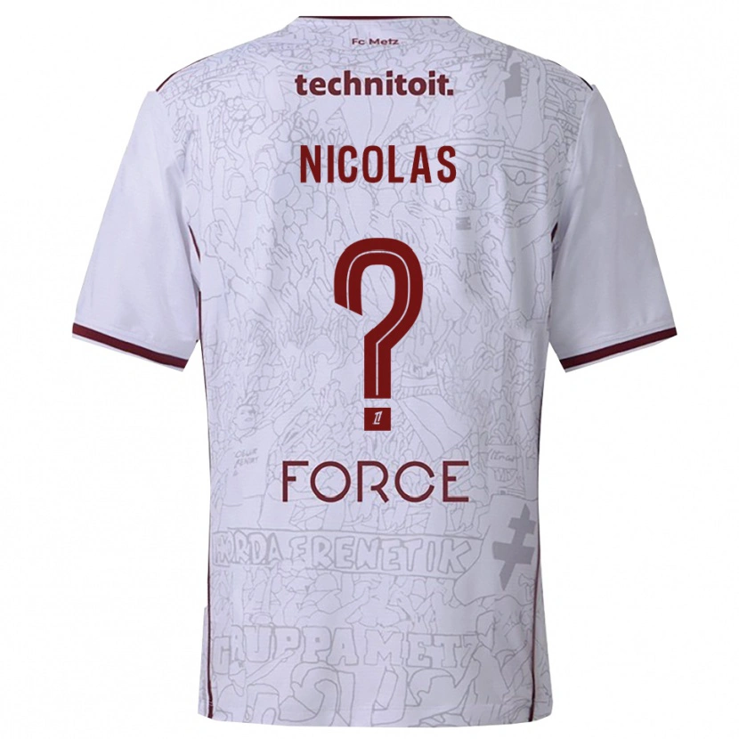 Danxen Criança Camisola Max-Henry Nicolas #0 Branco Borgonha Alternativa 2025/26 Camisa