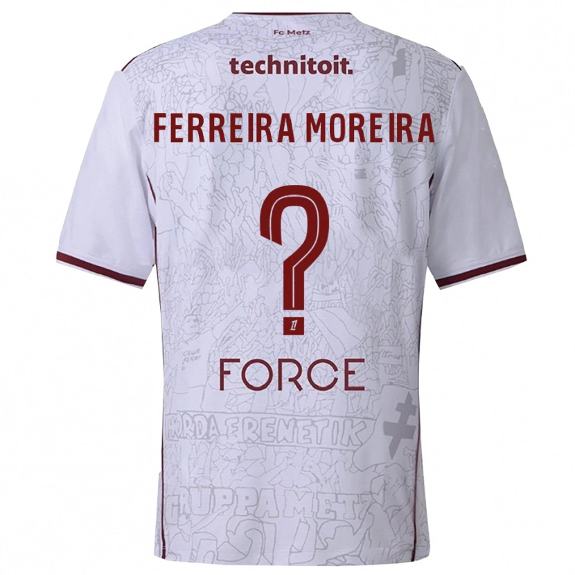 Danxen Criança Camisola Ruben Ferreira Moreira #0 Branco Borgonha Alternativa 2025/26 Camisa