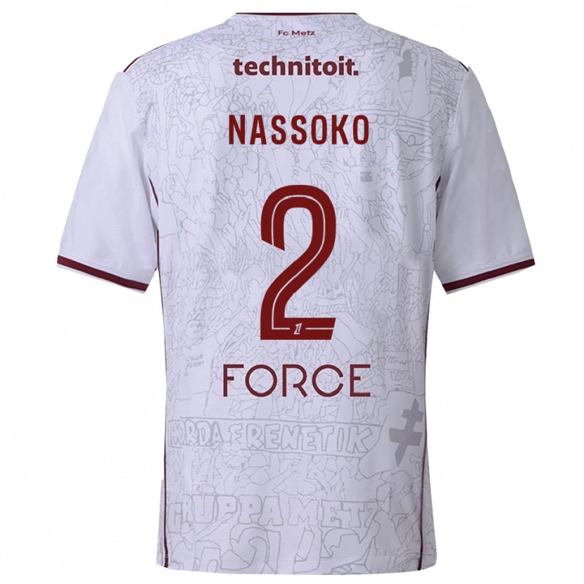 Danxen Criança Camisola Abdoulaye Nassoko #2 Branco Borgonha Alternativa 2025/26 Camisa