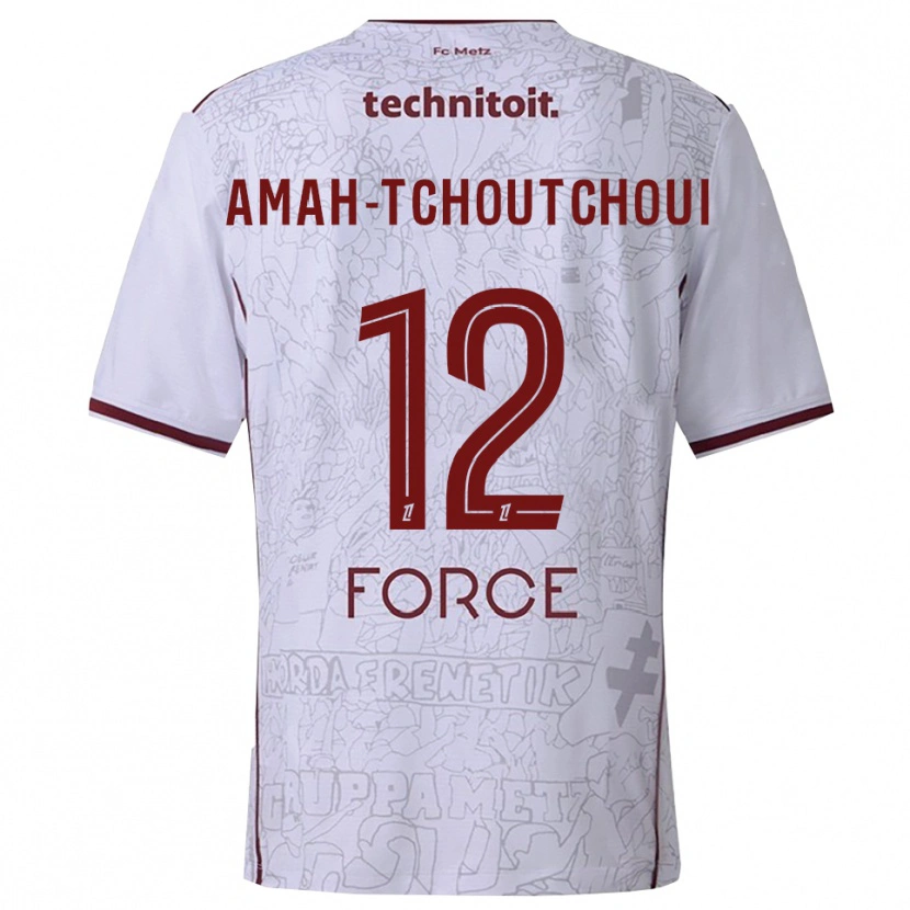 Danxen Criança Camisola Marco Amah-Tchoutchoui #12 Branco Borgonha Alternativa 2025/26 Camisa
