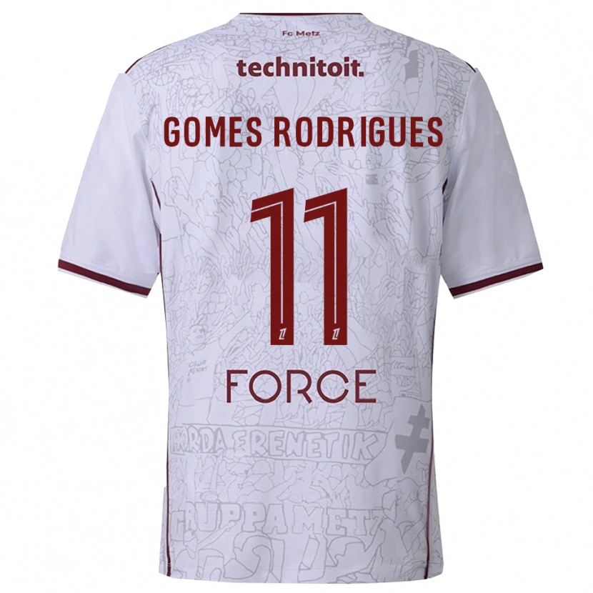 Danxen Criança Camisola Jess Gomes Rodrigues #11 Branco Borgonha Alternativa 2025/26 Camisa
