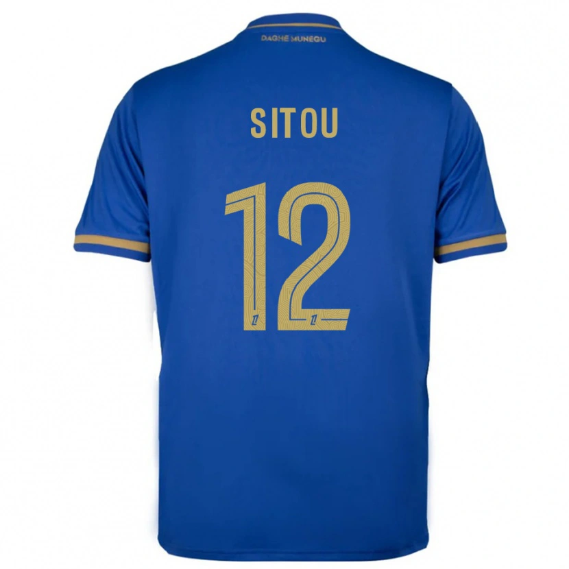 Danxen Criança Camisola Kévin Sitou #12 Azul Dourado Alternativa 2025/26 Camisa