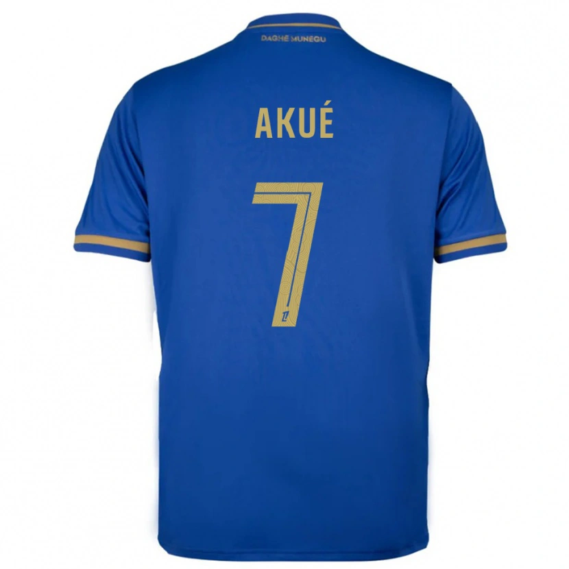 Danxen Criança Camisola Checkina Akué #7 Azul Dourado Alternativa 2025/26 Camisa