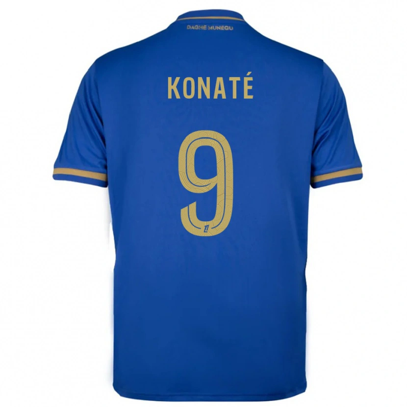 Danxen Criança Camisola Oumar Konaté #9 Azul Dourado Alternativa 2025/26 Camisa