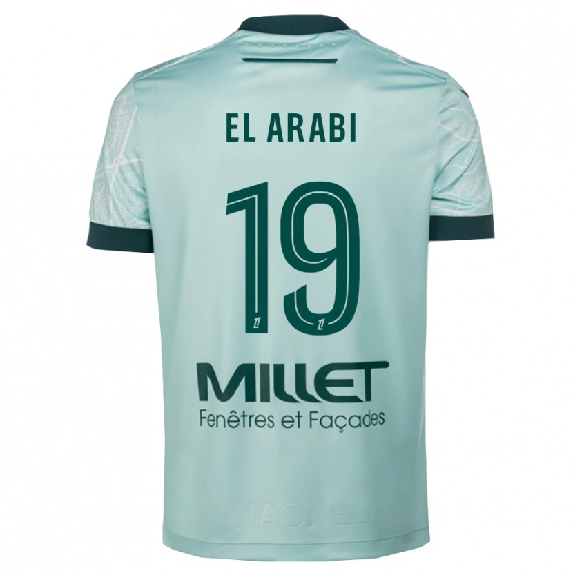 Danxen Criança Camisola Youssef El Arabi #19 Verde Branco Alternativa 2025/26 Camisa