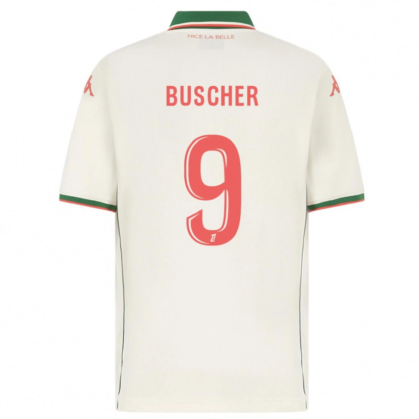 Danxen Criança Camisola Mickaël Buscher #9 Branco Verde Alternativa 2025/26 Camisa