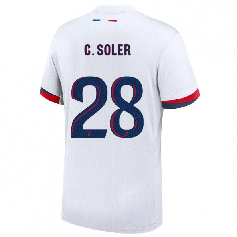 Danxen Criança Camisola Carlos Soler #28 Branco Vermelho Alternativa 2025/26 Camisa