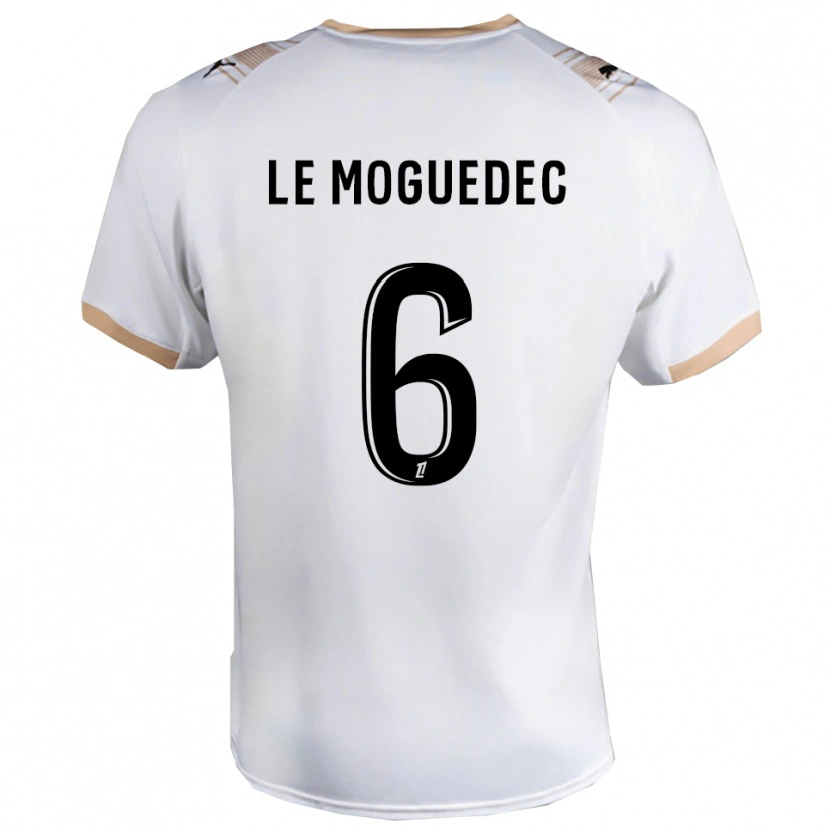 Danxen Criança Camisola Anaële Le Moguédec #6 Branco Preto Alternativa 2025/26 Camisa