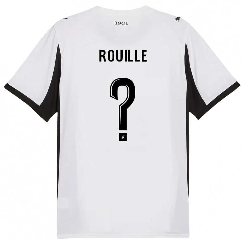 Danxen Criança Camisola Léo Rouillé #0 Branco Preto Alternativa 2025/26 Camisa
