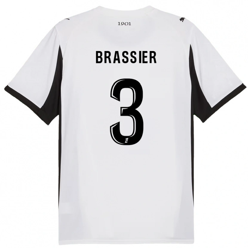 Danxen Criança Camisola Lilian Brassier #3 Branco Preto Alternativa 2025/26 Camisa