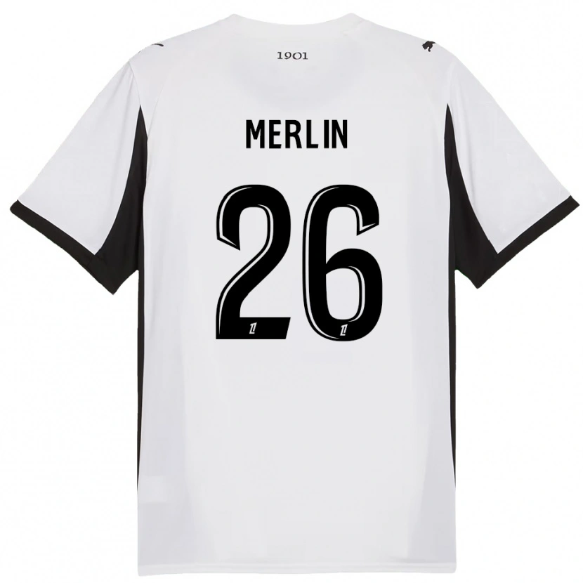 Danxen Criança Camisola Quentin Merlin #26 Branco Preto Alternativa 2025/26 Camisa