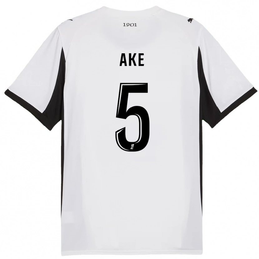 Danxen Criança Camisola Junior Ake #5 Branco Preto Alternativa 2025/26 Camisa
