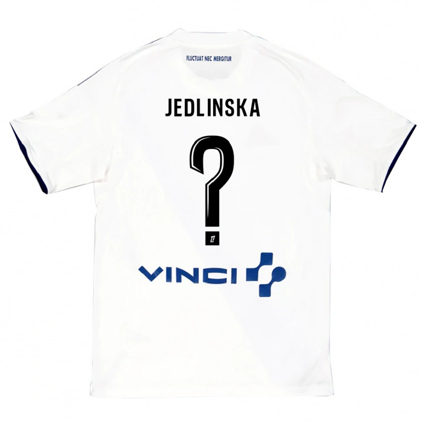 Danxen Criança Camisola Klaudia Jedlinska #0 Branco Azul Alternativa 2025/26 Camisa
