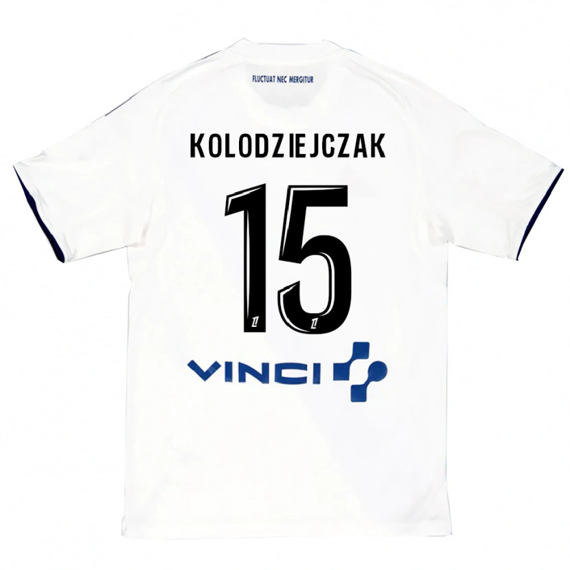 Danxen Criança Camisola Timothée Kolodziejczak #15 Branco Azul Alternativa 2025/26 Camisa
