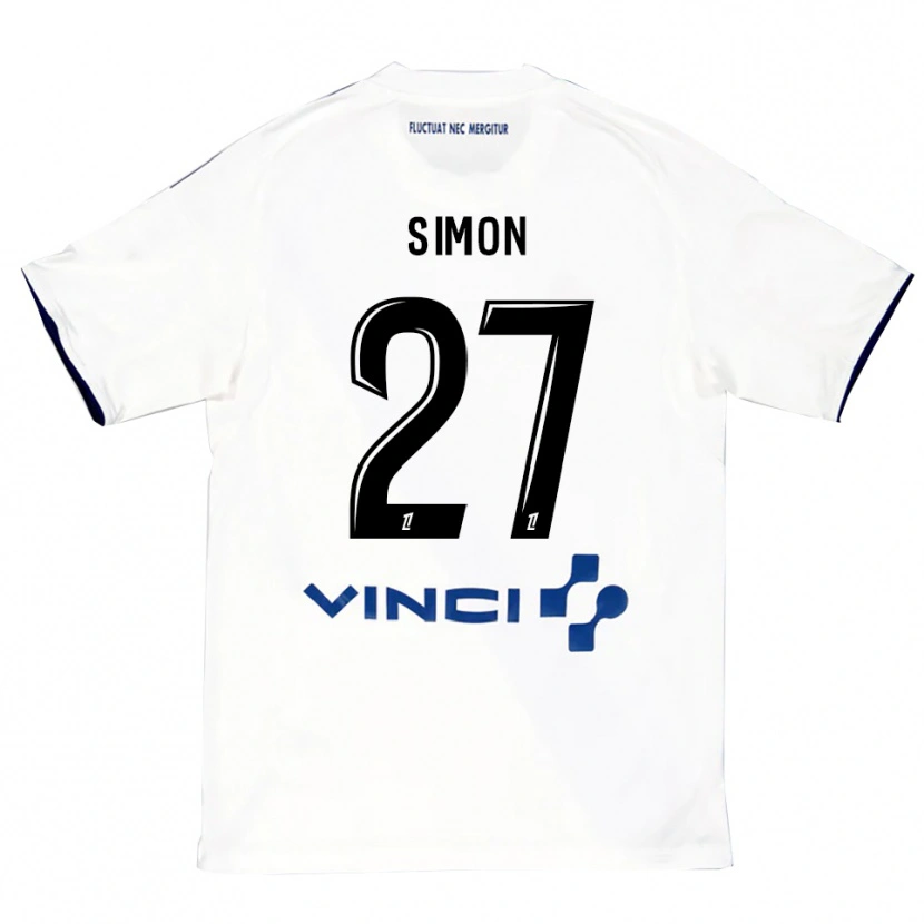 Danxen Criança Camisola Moses Simon #27 Branco Azul Alternativa 2025/26 Camisa