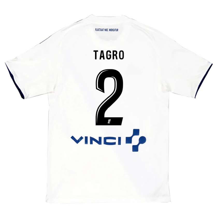 Danxen Criança Camisola Lucas Tagro #2 Branco Azul Alternativa 2025/26 Camisa