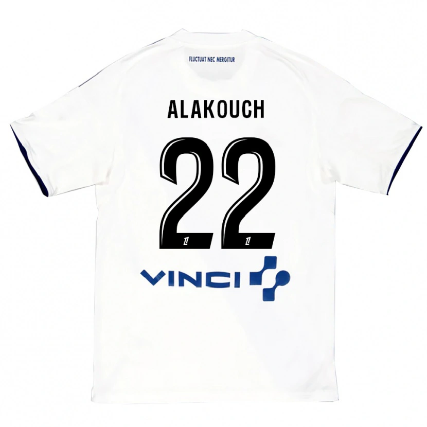 Danxen Criança Camisola Sofiane Alakouch #22 Branco Azul Alternativa 2025/26 Camisa