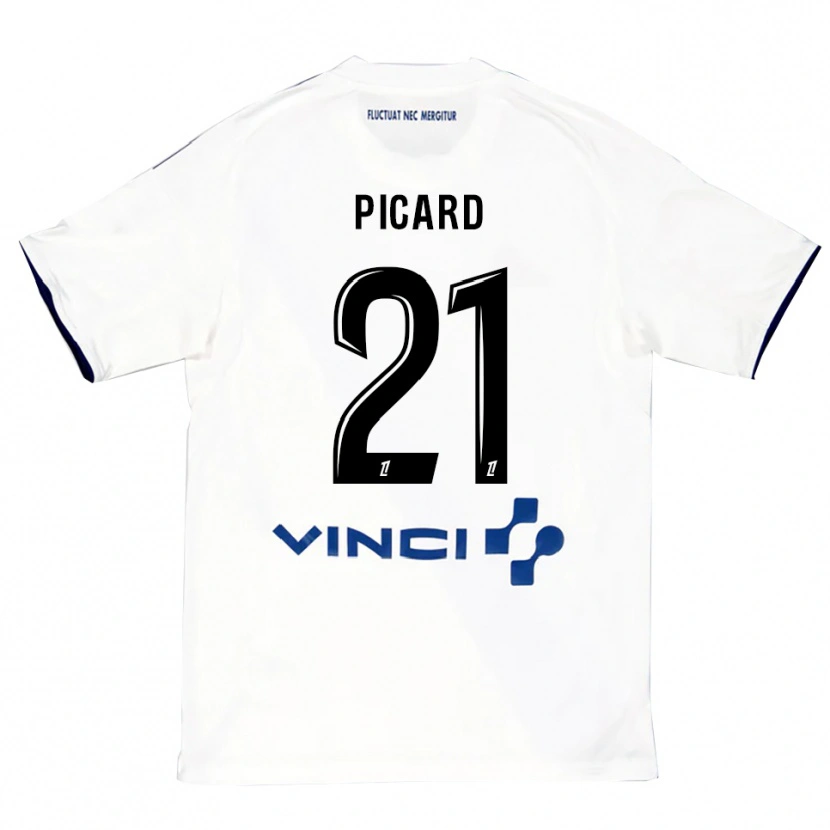 Danxen Criança Camisola Océane Picard #21 Branco Azul Alternativa 2025/26 Camisa