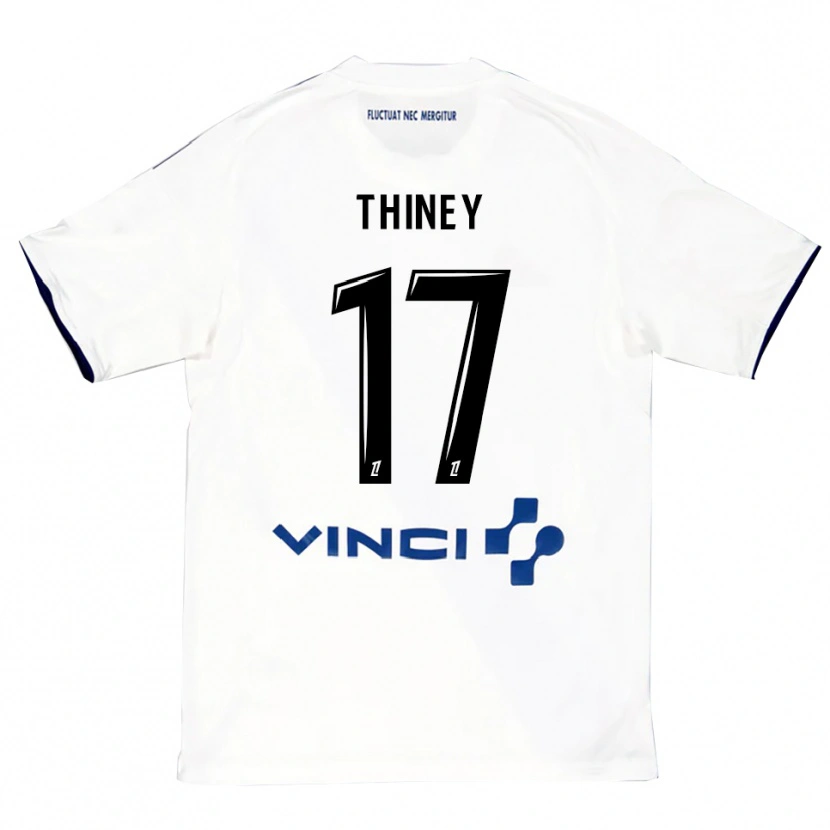 Danxen Criança Camisola Gaëtane Thiney #17 Branco Azul Alternativa 2025/26 Camisa