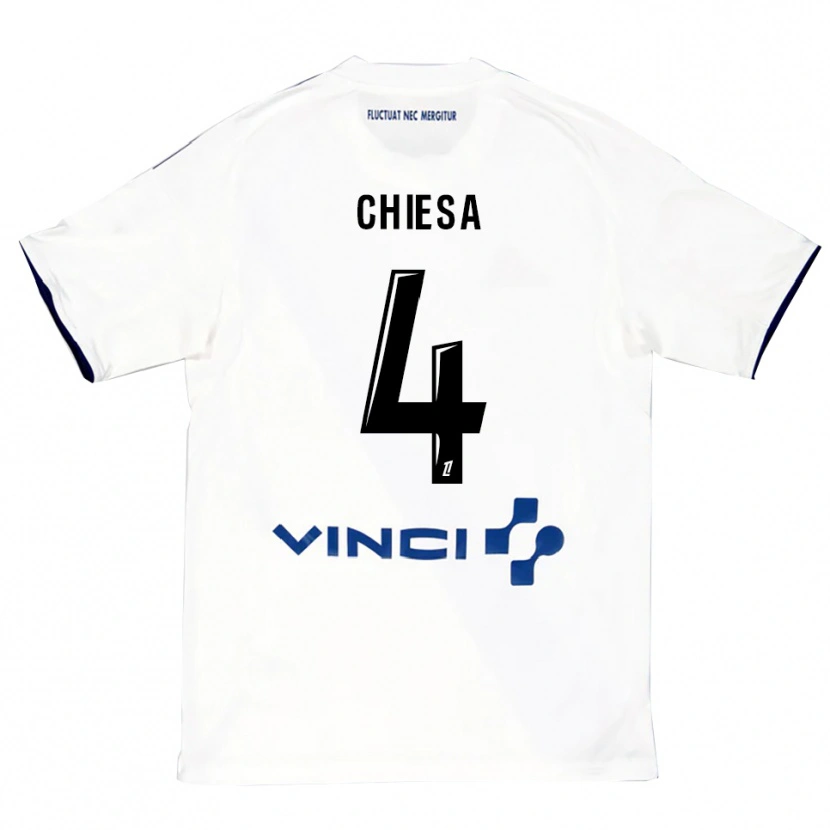 Danxen Criança Camisola Ange Chiesa #4 Branco Azul Alternativa 2025/26 Camisa