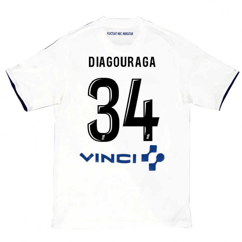 Danxen Criança Camisola Djibril Diagouraga #34 Branco Azul Alternativa 2025/26 Camisa