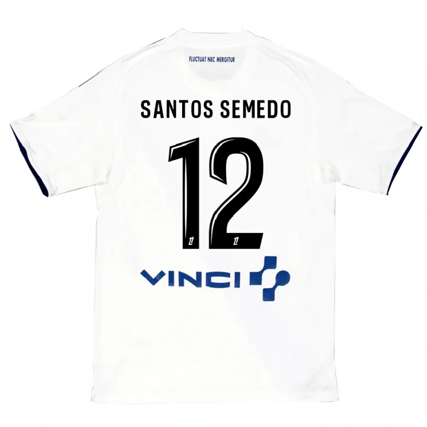 Danxen Criança Camisola Ilyes Dos Santos Semedo #12 Branco Azul Alternativa 2025/26 Camisa