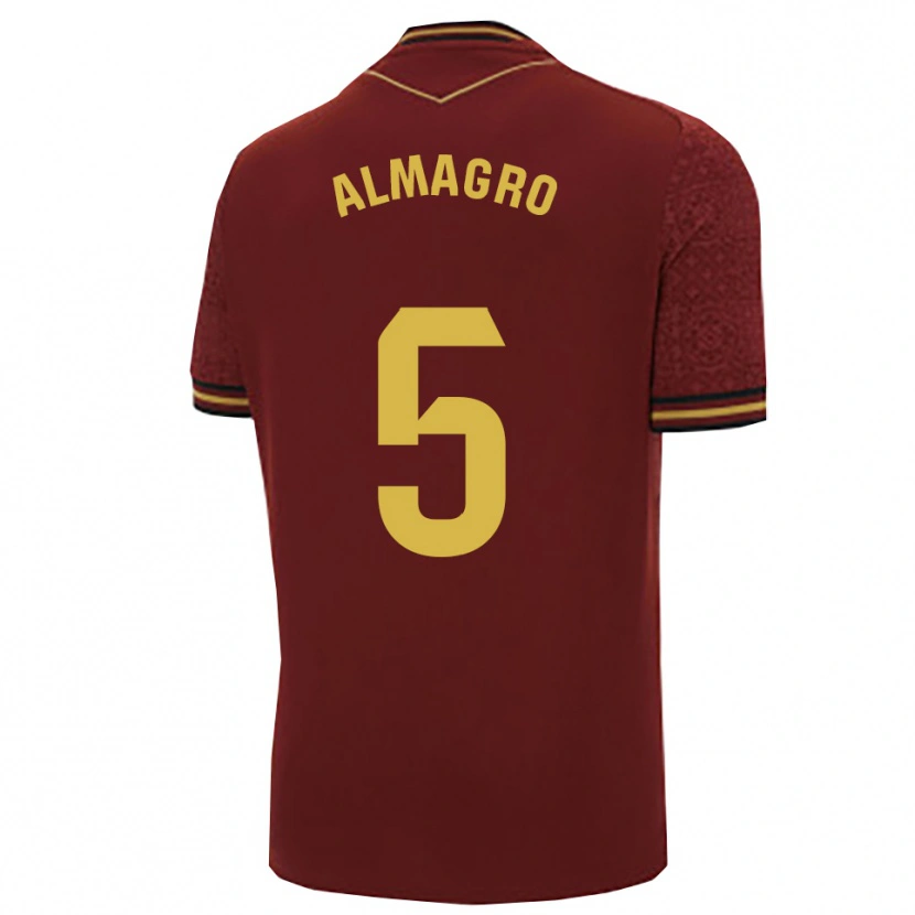 Danxen Criança Camisola Samu Almagro #5 Borgonha Dourado Alternativa 2025/26 Camisa