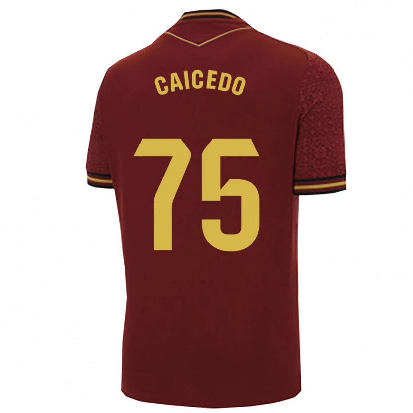 Danxen Criança Camisola Alfred Caicedo #75 Borgonha Dourado Alternativa 2025/26 Camisa