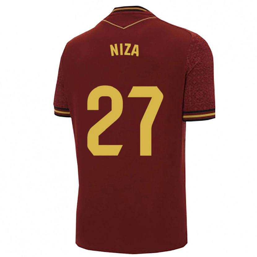 Danxen Criança Camisola Sergio Niza #27 Borgonha Dourado Alternativa 2025/26 Camisa