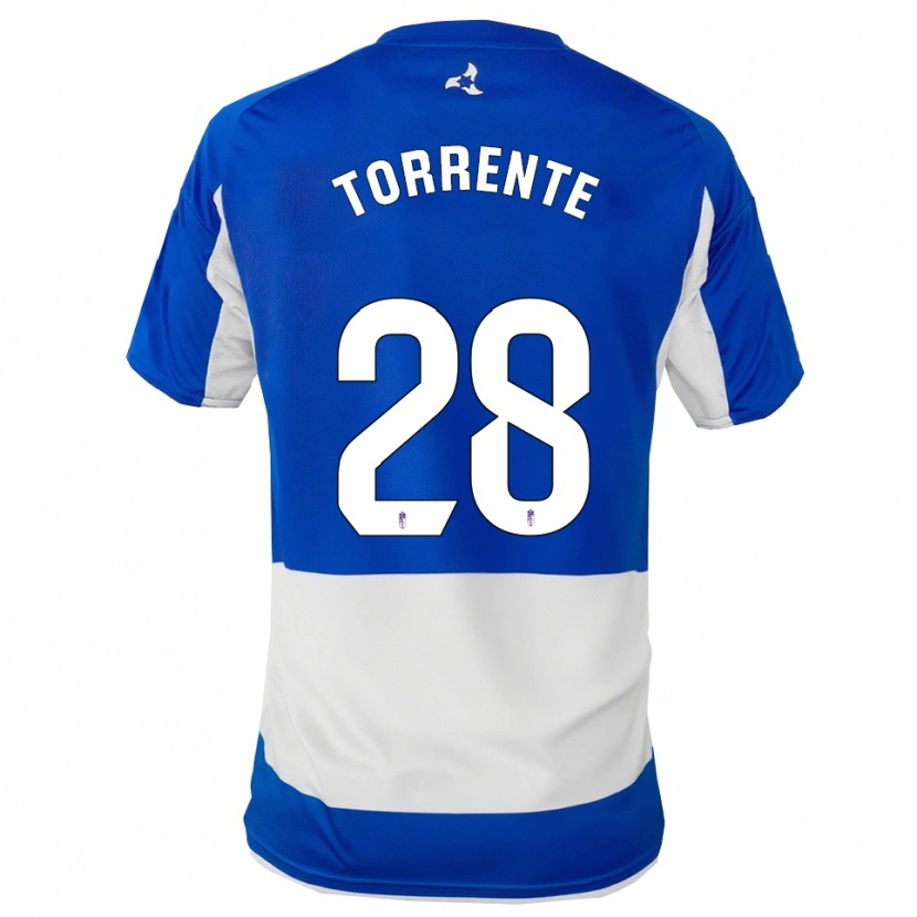 Danxen Criança Camisola Raúl Torrente #28 Azul Branco Alternativa 2025/26 Camisa
