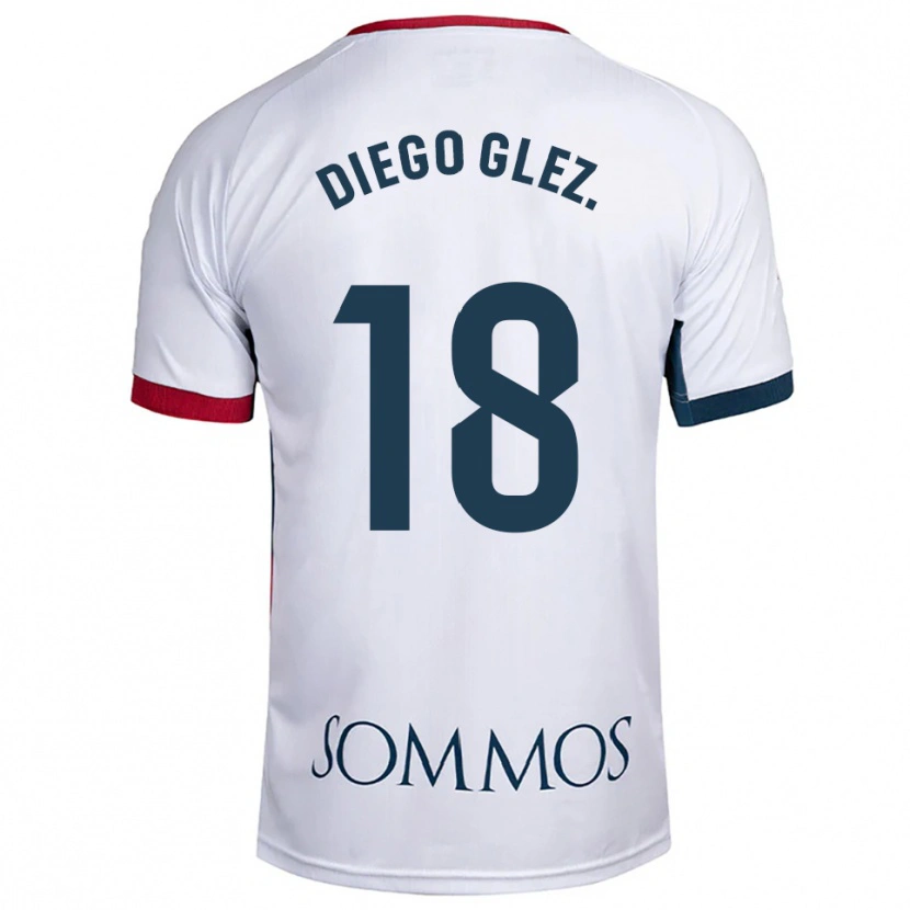 Danxen Criança Camisola Diego González #18 Branco Vermelho Alternativa 2025/26 Camisa