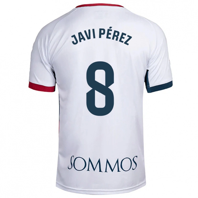 Danxen Criança Camisola Javi Pérez #8 Branco Vermelho Alternativa 2025/26 Camisa