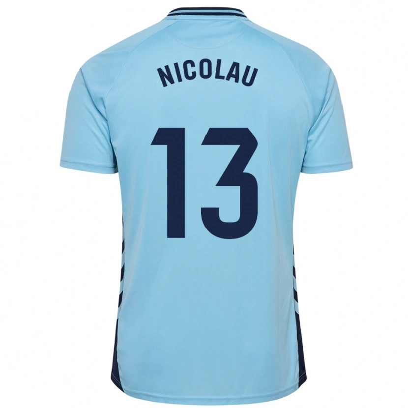 Danxen Criança Camisola Nacho Nicolau #13 Azul Celeste Alternativa 2025/26 Camisa
