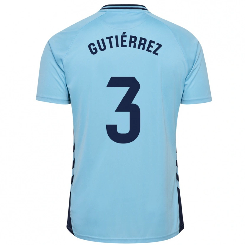 Danxen Criança Camisola Cristian Gutiérrez #3 Azul Celeste Alternativa 2025/26 Camisa