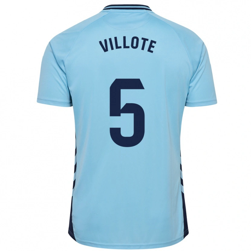 Danxen Criança Camisola Víctor Villote #5 Azul Celeste Alternativa 2025/26 Camisa