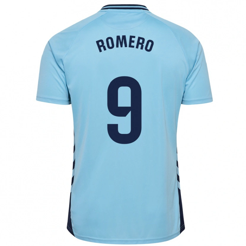 Danxen Criança Camisola Elías Romero #9 Azul Celeste Alternativa 2025/26 Camisa
