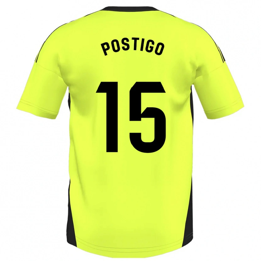 Danxen Criança Camisola Sergio Postigo #15 Amarelo Fluorescente Alternativa 2025/26 Camisa