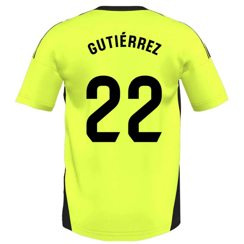 Danxen Criança Camisola Juan Gutiérrez #22 Amarelo Fluorescente Alternativa 2025/26 Camisa