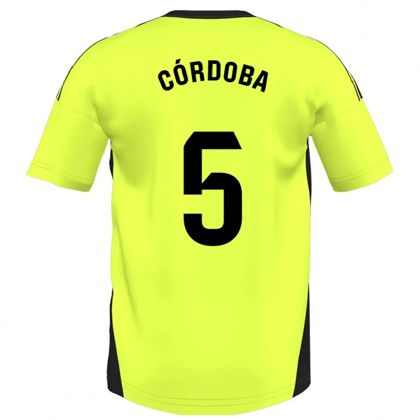 Danxen Criança Camisola Iker Córdoba #5 Amarelo Fluorescente Alternativa 2025/26 Camisa