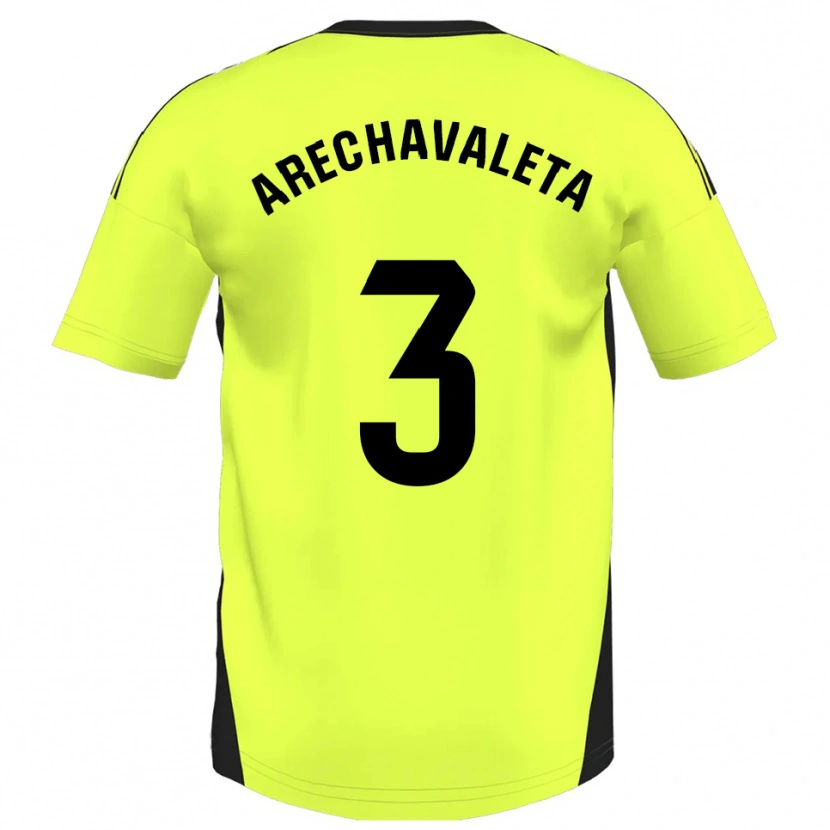 Danxen Criança Camisola Jorge Arechavaleta #3 Amarelo Fluorescente Alternativa 2025/26 Camisa